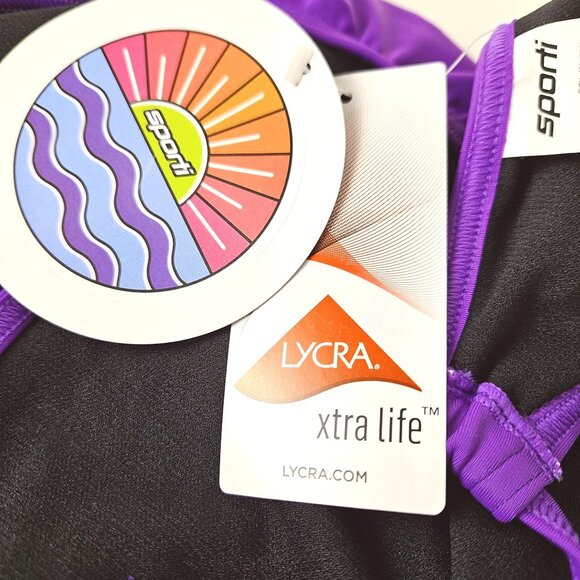 Sporti Womens Poly Pro Tie Back One Piece Swimsuit Size 34 Purple Pool Beach - Picture 9 of 11